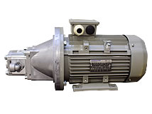 Seitenansicht Motor-Pumpen-Kombination