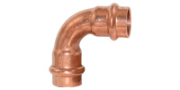 Pressfitting aus Kupfer, Bogen 90° 2 Muffen