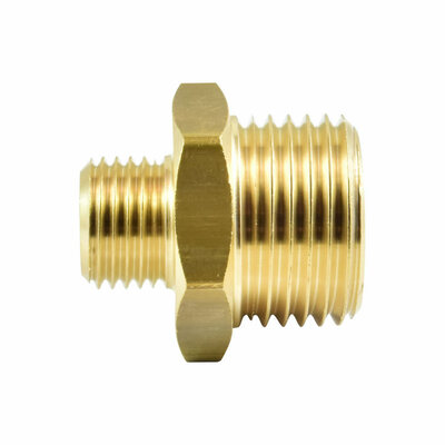 Messingfitting, Doppelnippel, reduziert, G3/8A auf G1/4A