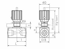 Technische Zeichnung Drosselventil HE-DV