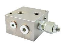 Seitenansicht Anschlussplatte mit Druckbegrenzungsventil