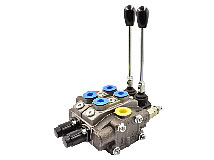 Rückansicht Doppeltwirkender Zweifach-Handhebelsteuerblock