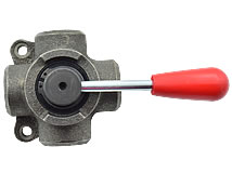 Ansicht von unten 4/3-Wege-Drehschieber-Umschaltventil