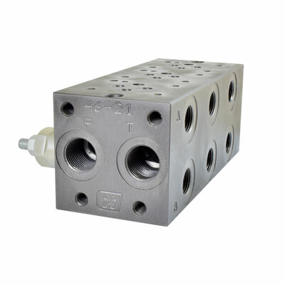 Mehrfachanschlussplatte mit Druckbegrenzungsventil, NG 6, 3 Sektionen