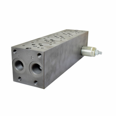 Mehrfachanschlussplatte mit Druckbegrenzungsventil, NG 6, 5 Sektionen