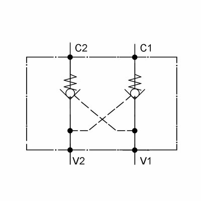 Schaltzeichen Entsperrbares Doppelrückschlagventil