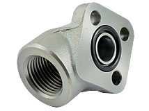 Ansicht von unten Winkel-Flanschverschraubung mit Innengewinde Typ WDS