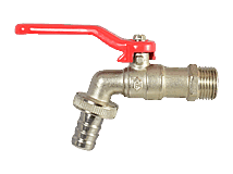 Auslauf-Kugelhahn mit Schlauch-Anschluss-Verschraubung Auslauf-Kugelhahn mit Schlauch-Anschluss-Verschraubung