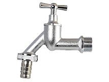 Wasserhahn mit Schlauch-Anschluss-Verschraubung Wasserhahn mit Schlauch-Anschluss-Verschraubung