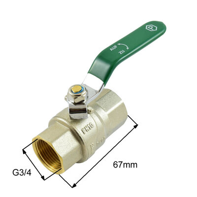 Messing-Kugelhahn für Trinkwasser mit DVGW-Zulassung NW20 G3/4