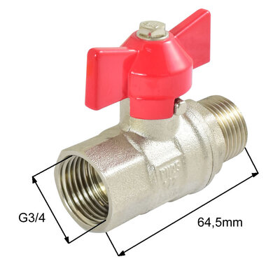 Niederdruckkugelhahn mit Flügelgriff G3/4"