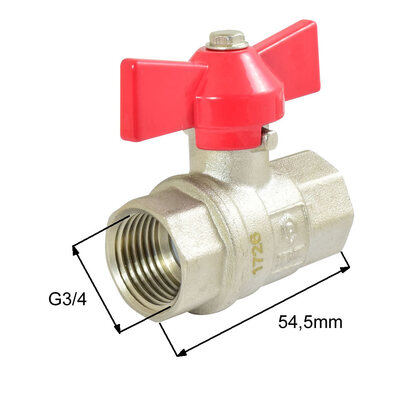 Niederdruckkugelhahn mit Flügelgriff G3/4"