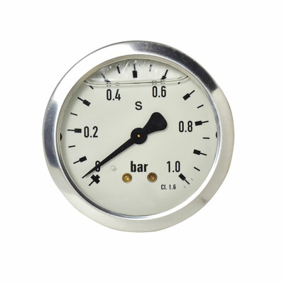 Glyzerinmanometer Ø 63 mm, 0...1bar mit Befestigungsbügel