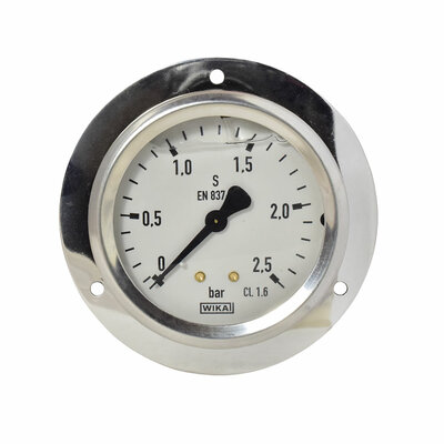 Glyzerinmanometer Ø 63 mm, 0...2,5bar mit Befestigungsrand