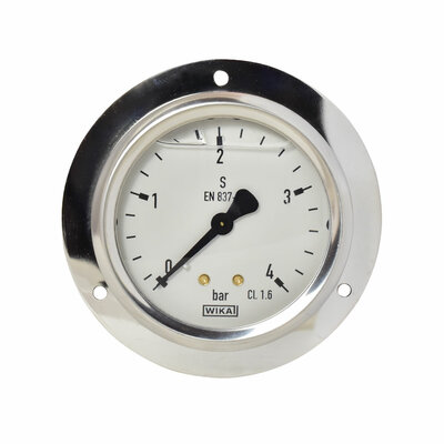Glyzerinmanometer Ø 63 mm, 0...4bar mit Befestigungsrand