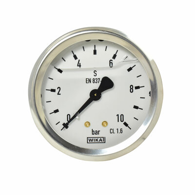 Glyzerinmanometer Ø 63 mm, 0...10bar mit Befestigungsbügel