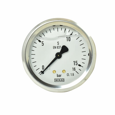 Glyzerinmanometer Ø 63 mm, 0...16bar mit Befestigungsbügel