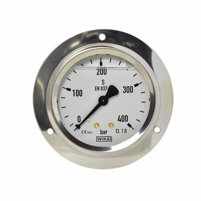 Glyzerinmanometer Ø 63 mm, 0...400bar mit Befestigungsrand