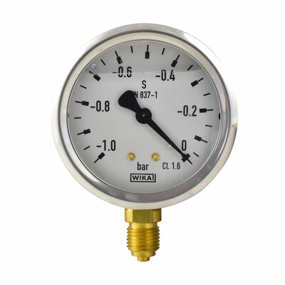 Glyzerinmanometer Ø 63 mm, -1...0bar (Vakuum)