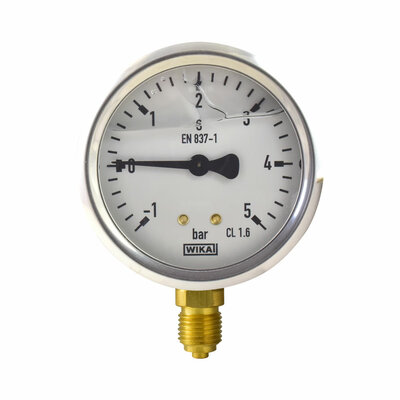 Glyzerinmanometer Ø 63 mm, -1...+5bar (Vakuum + Überdruck)