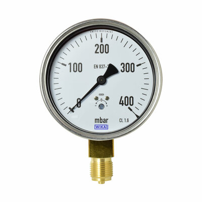 Kapselfeder-Manometer Ø 100 mm, 0...400mbar
