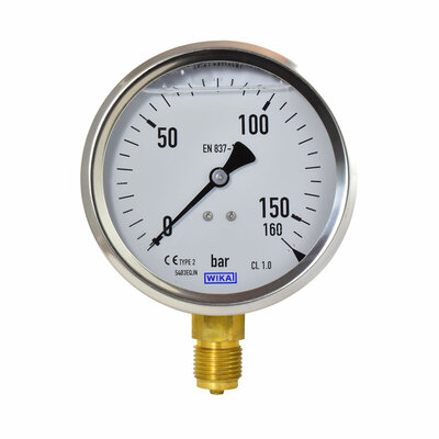 Glyzerinmanometer Ø 100mm, 0...160bar