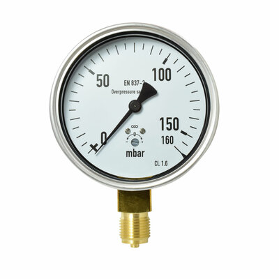 Kapselfeder-Manometer Ø 100 mm, 0...160mbar