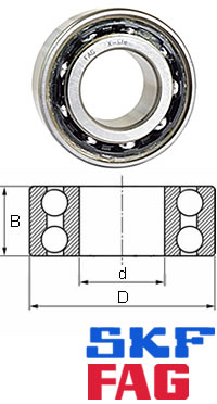 Schrägkugellager, zweireihig, offen